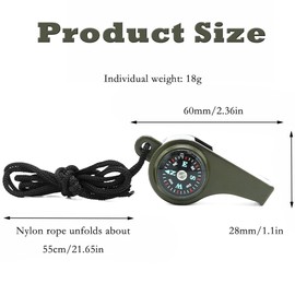 OHYER Pack of 2 Safety Whistle with Lanyard Outdoor Emergency Whistle Rescue Whistle Survival Whistle Referee Whistle Signal Whistle with Temperature and Compass Plastic Material