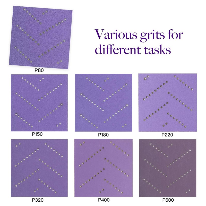 FASTPLUS Abrasive Sheet, Purple Ceramic Sandpaper, Multi-Hole, 70 mm x