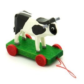 MyTinyWorld Dolls House Miniature Large German Pull-Along Black Cow
