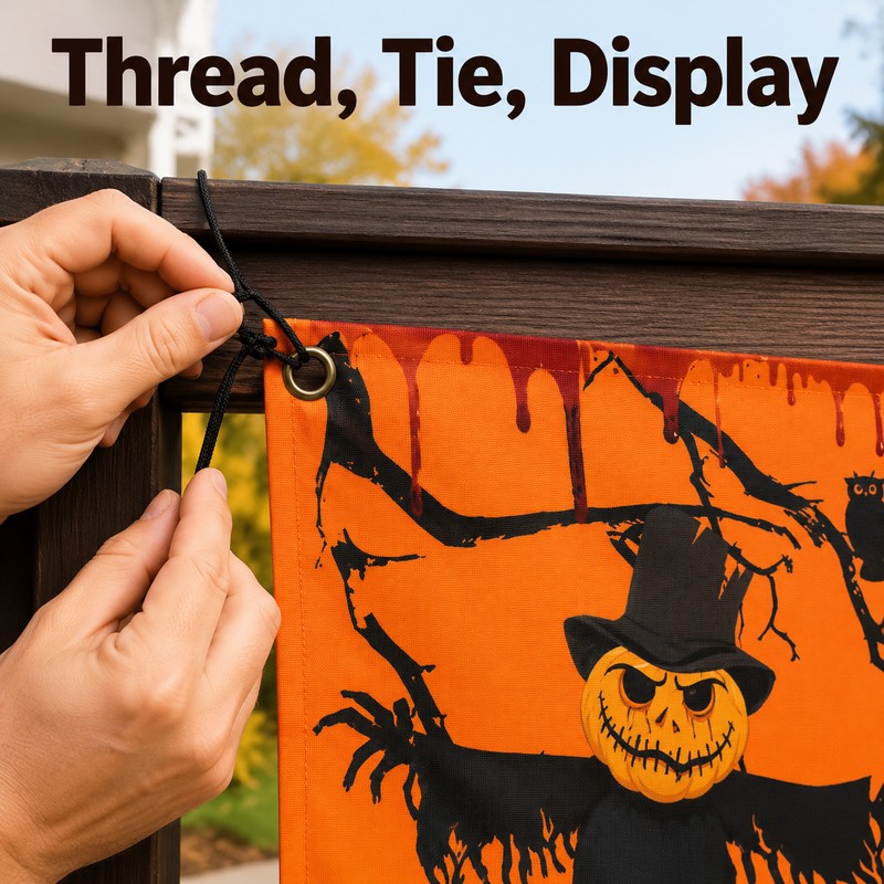 Happy Halloween Hanging Banner – 250cm Pumpkin and Bloody Handprint