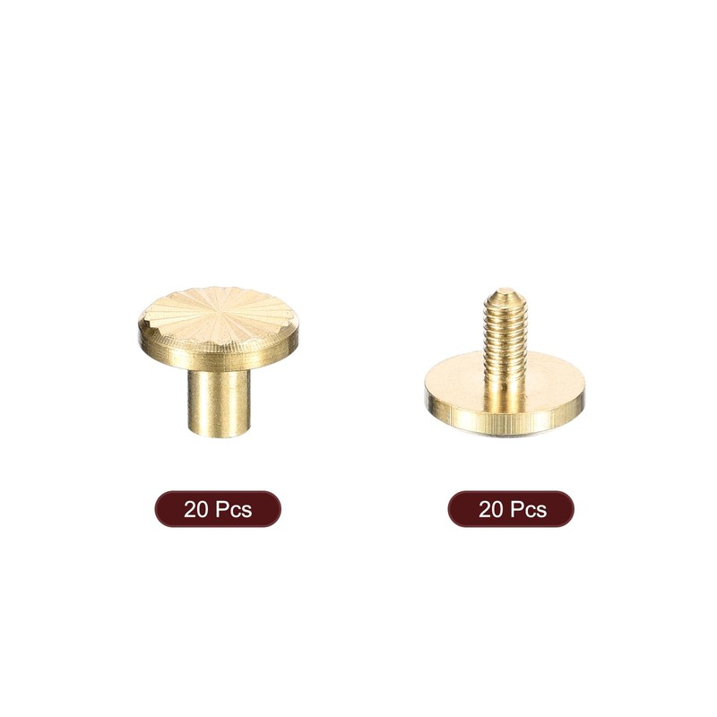 sourcing map 20Pack Brass Chicago Screws, 4x5x10mm Flower Texture Flat
