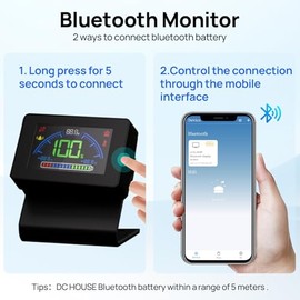 DC HOUSE - Monitor de capacidad de batería Bluetooth para sistemas de 12 V/24 V/36 V/48 V, medidor LCD de CC 8 a 90 V con voltaje, sensor...