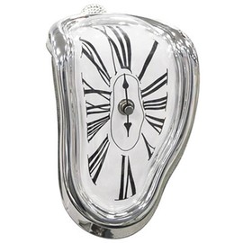 Tnfeeon Reloj Derretido, Divertido Reloj Derretido Preciso para Escritorio (Plata)