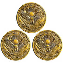 Strugglejewelry Isaiah 40:31 Eagle Challenge Coin - Inspirational They Will Soar on Wings Like Eagles Coin with Protective Case (Pack of 3)