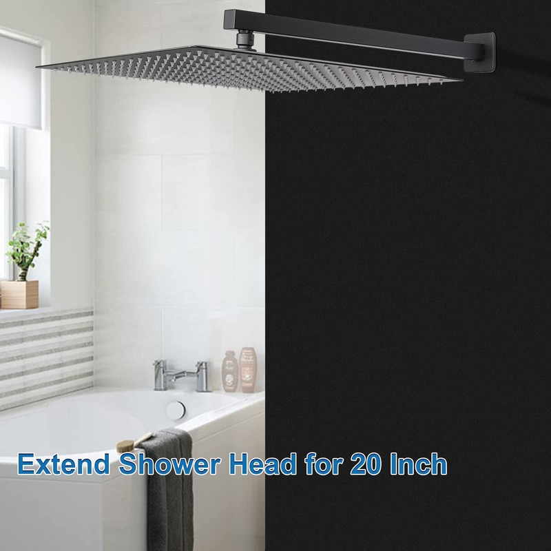 HarJue Shower Arm, Rain Shower Head Extension Extender, With Flange