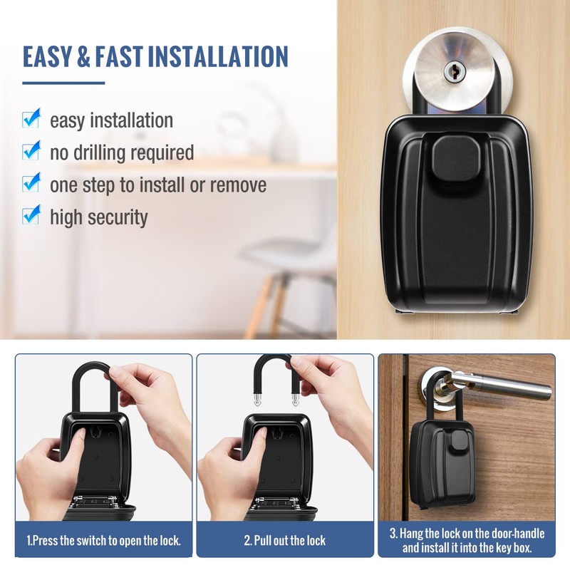 HUANLANG Key Lock Box for Outside, 12-Digit Combination Lock Box