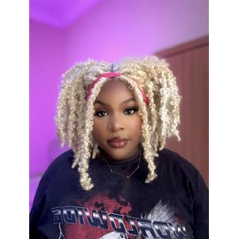 LUXLUXE Daisy 12.5"" Bomb Butterfly Locs Wig with 4x5-inch HD Lace, Heat-resistant Synthetic Fiber, and Baby Hair for a Natural Look, (Light Blonde)