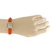 Peugeot Ladies Mini Square Crystal Gold-Tone Dial Blood Orange Red