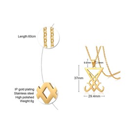 Sigil of Lucifer Pendant Satanic Symbol Stainless Steel Seal of Satan Necklace,Free 20" Chain