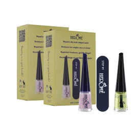 Herome 2-Pack 3-in-1 Manicure Set for Nails - Set with Nourishing Nail Oil, Groove Filler and File - Repairs Dry, Grooved Nails (Nail Essentials Set Yellow)