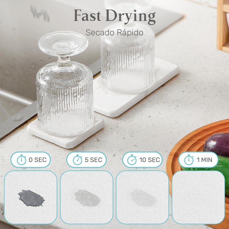 Plentio Plentio 4PCS Quick-Drying Stone Soap Tray for Bathroom Counter,