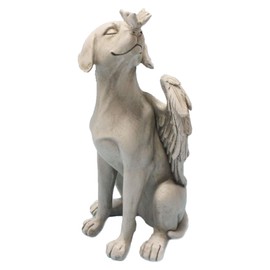 Angel Dog Memorial Statue Hand Carving Vivid Exquisite Synthetic Resin Pet Memorial Stones for Outdoor Garden