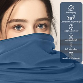 PUWOWYE Microfibre Towel Set of 2, 160 x 80 cm Large Bath Towel + 80 x 40 cm Small Towel, Quick-Drying Microfibre Towel Set for Sports, Fitness, Sauna, Beach, Travel and Outdoor, Blue