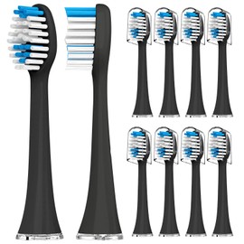 Compatible with Acteh Toothbrush Heads for Sonic Edge, JetWave, JetUV and eBrush Toothbrush Models,with Dust Cover Caps,for Acteh Toothbrush,10 Pack (Black, Medium)