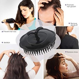 Segbeauty Cepillo de champú de masaje para el cuero cabelludo, cepillo de masaje para el cabello, peine de ducha floriado para limpieza profunda, cepi