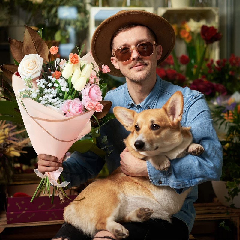 Fainne 40 Pcs Flower Wrapping Papers Waterproof Floral Bouquet Wrapping