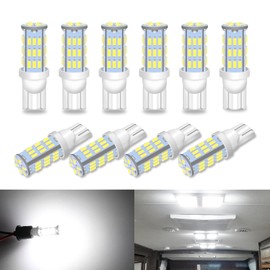 Qoope 921 RV Interior LED Light Bulbs 912 194 LED Camper Light Replacement Bulbs for Car Dome Map Door License Plate Trailer Lights, White 42SMD Super Bright (Pack of 10)