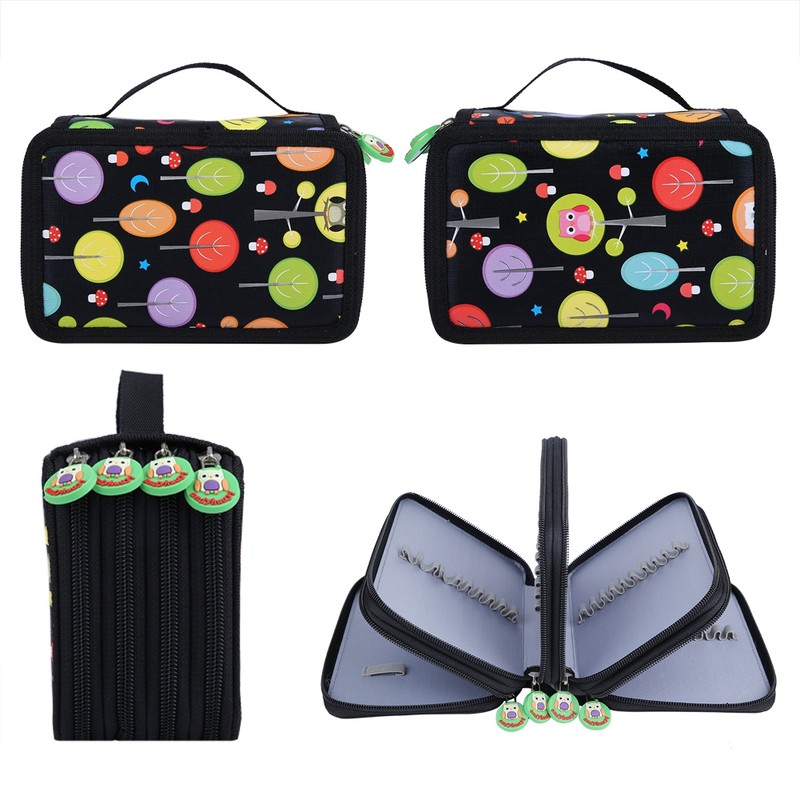 72 Slots Colorful Student Fabric Pen Bag Pencil Pouch Box