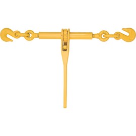 KingChain 102880 Ratchet Type Load Binder with 360° Swivel Grab Hooks for 3/8-inch to 1/2-inch Grade 70 Transport Chain, Yellow Finish