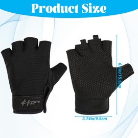 Fingerless Gloves Fishing Gloves Water Anti-Slip Sun Protection Gloves Performance Adjustable Gloves for Men Women Kayaking Paddling Climbing Biking Sailing Training Sport Fitness (Black, XL)