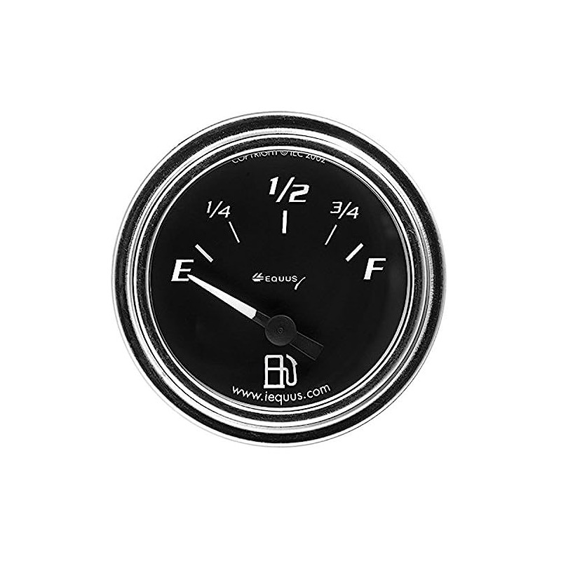 Equus 7362 2" Fuel Level Gauge, Chrome with Black Dial