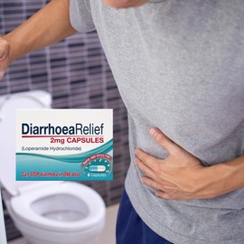 Rapid Relief Diarrhea Tablets for Adults - 4 x 6 Anti Diarrhea Tablets Bundled with a Wilosc Stool Chart