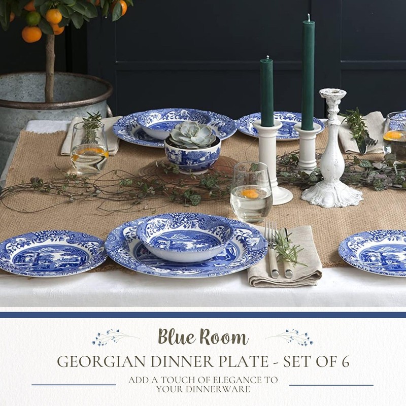Spode Blue Room Georgian Plate Set, Set of 6 -