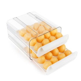 MXTIMWAN Egg Drawer Organiser, Stackable Egg Storage Boxes, Egg Box for 32 Eggs, Plastic Drawers for Fridge Storage, Protection and Keeping Eggs Fresh