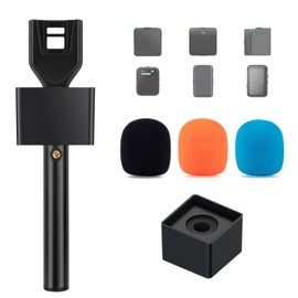 CaTeFo for DJI Mic Handle DJI Mic Mini Rode Wireless Go Microphone Stand Handheld Interview Go Grip with 1/4" Thread 3 Color Foam and Microphone Flag Adapter for Vlog Podcast Reports, StarRig PRO-HC