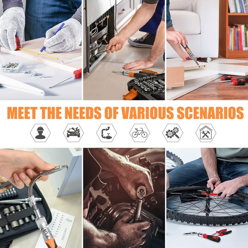 nutmanel Tool Set, Socket Spanner Set, 38 Pieces, Ratchet Box