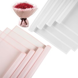 14 Sheets Flower Bouquet Wrapping Paper, Translucent Matte White and Pink Florist Packaging Floral Packing Wrapping Gift Wraps