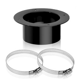 Duct Connector Flange, 97 mm Wall Flange Connector with 2 Hose Clamps, Welding Flange, Straight Pipe Flange, Flange Hose Adapter for Exhaust Hose, Air Conditioning, Ventilation System