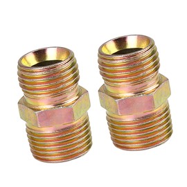 A ABSOPRO Male Straight Air Hose Fitting Connector 3/8 Inch NPT to M16 x 1.5mm Metal Golden Tone (Set of 2)