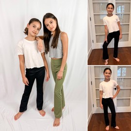 BIG ELEPHANT Girls Flare Leggings Kids Bell Bottoms High Waisted Bootcut Yoga Dance Flared Pants