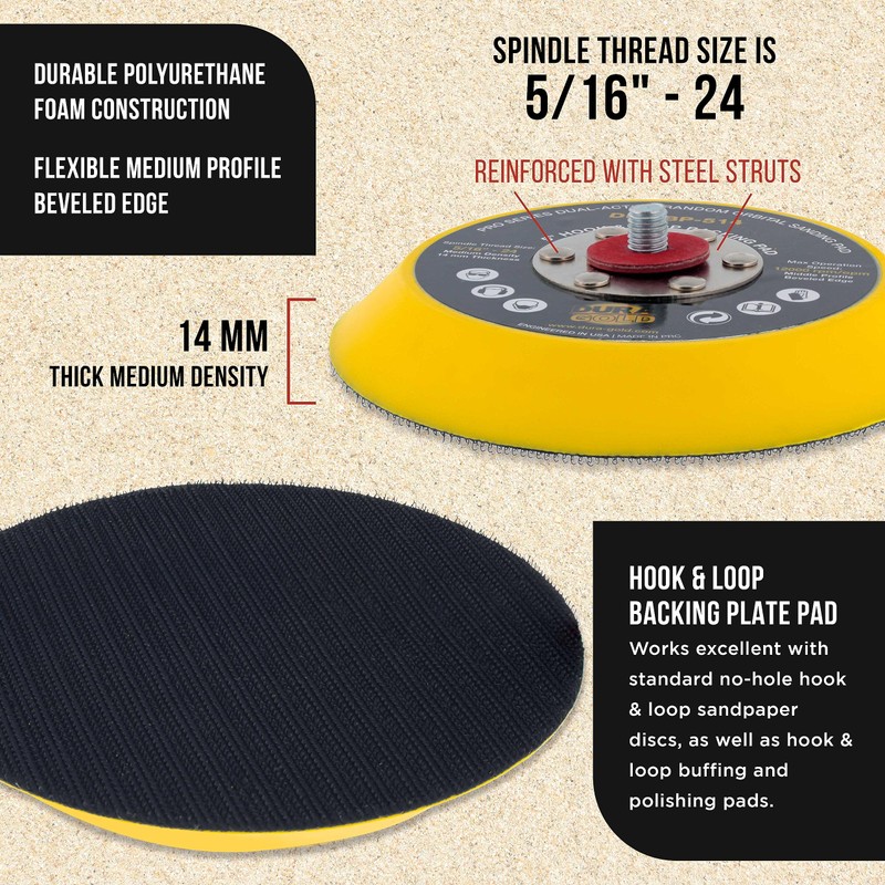Dura-Gold Pro Series 5" Hook & Loop DA Backing Plate