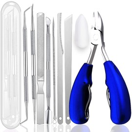 업그레이드된 10PCS 잉그로우 발톱 도구 키트, 두껍고 발톱용 네일 클 헤비 듀티 전문 족부 전문의 키트 스테인리스 스틸, 남성, 여성 및 시니어(파란색)에게 적합합니다 [Blue] Upgraded 10PCS Ingrown Toenail Tool Kit, Thick and Heavy-Duty Nail Clipper Professional Podiatrist Kit Stainless Steel, Suitable for Men, Women, and Se