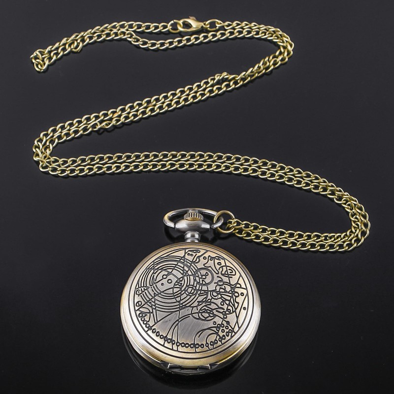 Nostalgia Movie Theme Design Alloy Quartz Pocket Watch with Necklace
