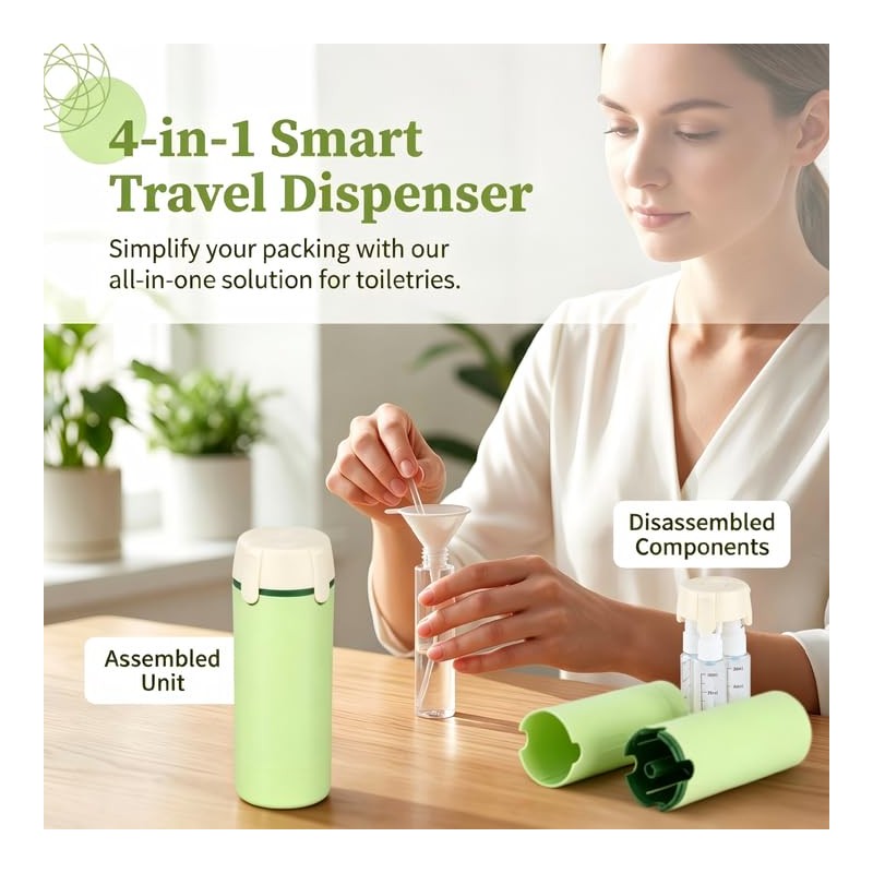 4 in 1 Travel Dispenser Bottle, Including Four 30ML Travel