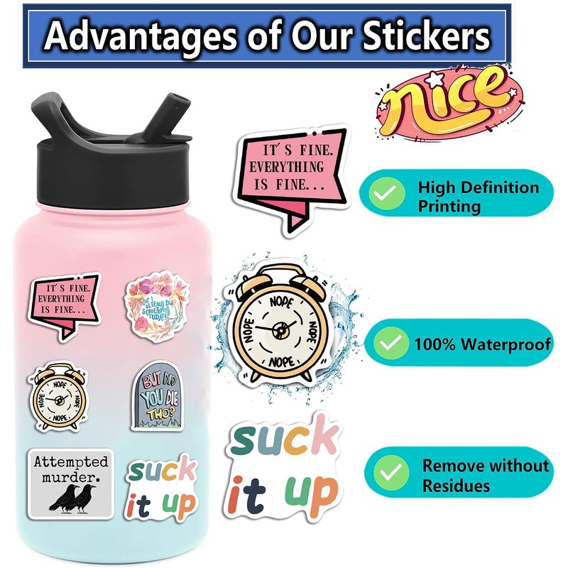 Leisitator 50 PCS Snarky Stickers, Waterproof Sarcastic Stickers Humorous Sarcasm