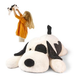 ZPIUU Dog Weighted Stuffed Animals for Kids, Weighted Dog Plush 16", Black & White Puppy Plushies Pillow