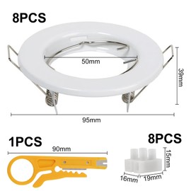 KingYH 8 Pack Recessed Light Frames Set GU10 MR16 Round Recessed Spotlight Trim Ring Fitting Ceiling Light Metal Mounting Frame in Aluminium for Recessed Ceiling Lights Spotlight-White