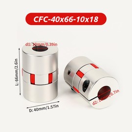 10 mm to 18 mm Flexible Shaft Coupling, Diameter 40 mm Length 66 mm Aluminium Motor Connector Flexible