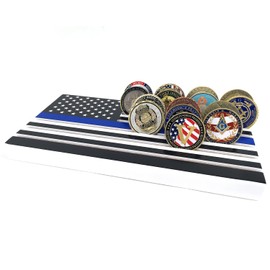Glamtune 6 Rows Coin Holder American Flag Coin Display Stand Thin Blue Line Military Challenge Coin Display Case