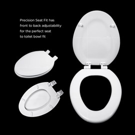 Highcraft W4TSWE Elongated Molded Wood Toilet Seat Slow Close ? Easy Remove ? Adjustable Hinge, White