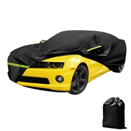 MAITUYU Car Cover for Chevy Camaro 2010-2023 Waterproof All Weather Full Car Cover 210D with Door Zipper & Windproof Bands for Snow Rain Dust Hail Protection Black