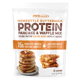 PEScience Protein Pancake Mix for Protein Waffles and Pancakes, Just Add Water, Whey and Casein Blend, Amazing Taste and Fluffy Texture - Homestyle Buttermilk, 12 Servings
