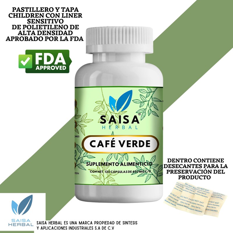 Café Verde 100% Puro Suplemento Con 120 Cápsulas Saisa Herbal