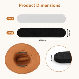 HEGAMSTD 60 Pcs Hat Size Reducer, Hat Sizing Tape, Self Adhesive Foam Hat Inserts to Make Fit Smaller, Black & White Hat Sizer Reducer Insert for Cowboy, Fedora, Baseball Caps