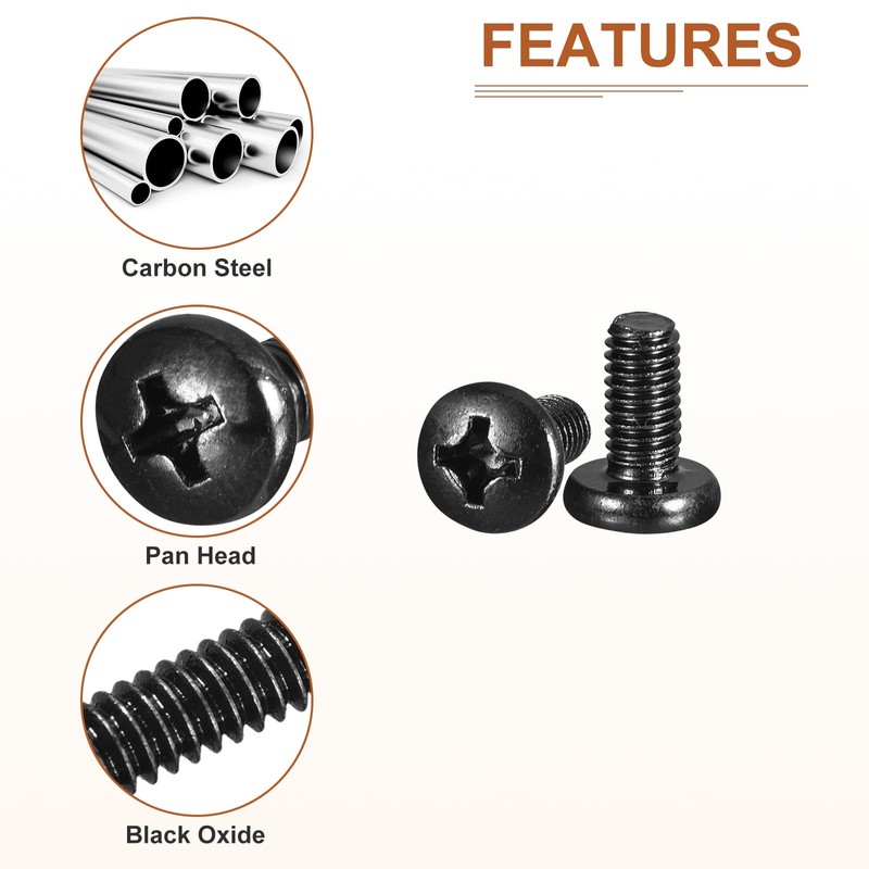 DTGN M6x12mm Pan Head Machine Screws, 20Pcs M6 Phillips Drive,