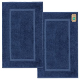 Bath Mat, Set of 2, 50 x 80 cm, Navy, Terry Series Elena